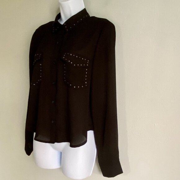 Wild Fable Black Button Down Shirt with Rivets - Picture 2 of 10